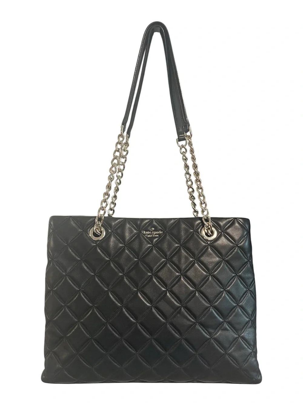Kate Spade Natalia Black Quilted Leather Chain-Handle Tote